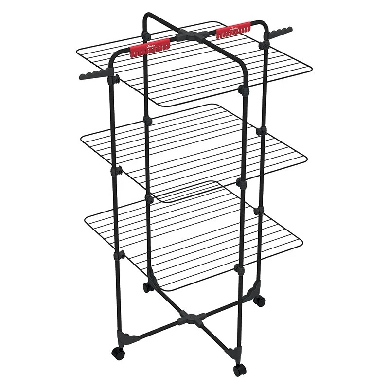 Pie sienas stiprināms veļas žāvētājs VILEDA Mixer 3 Ultimate — tērauda, 30 m žāvēšanas platība, salokāms, riteņi, 131×93×71 cm