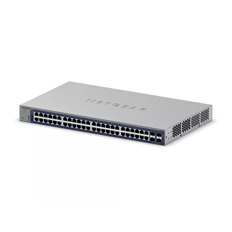 Pārvaldāms Gigabit Ethernet slēdzis Netgear GS752TX, 48x RJ-45 10/100/1000, 10G atbalsts, 1U statīvs, pelēks