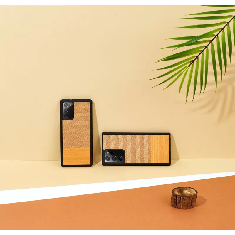Aizsargājošs telefona maciņš Man and Wood Galaxy Note 20 Herringbone Arancia Melns