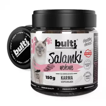 Kaķu gardumi BULT Beef 150 g — gaļīgi košļājami našķi pieaugušiem kaķiem, vienas garšas liellopu gaļa, 150 g paciņa