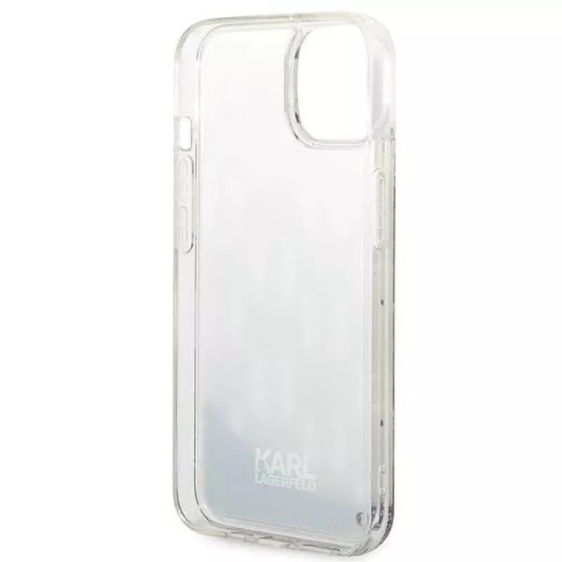 Karl Lagerfeld KLHCP14MLMNMS iPhone 14 Plus 6.7 cietais maciņš sudraba / sudraba Liquid Glitter Monogram
