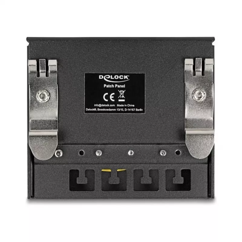Patch panel DELOCK Mini Desktop RJ45 4-portu Cat.6A ekranēts melns, metāla, 90×22×93 mm