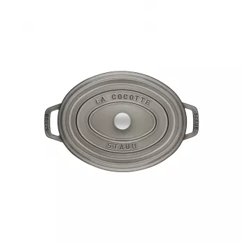 Čuguna ovāla kokote Staub 29 cm, grafīta pelēkā krāsā