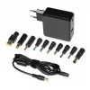 Portatīvā datora barošanas adapteris IBOX IUZ65WA, AC-DC automātisks 100–240V → 18.5–20.5V, 65W, 1×USB, melns