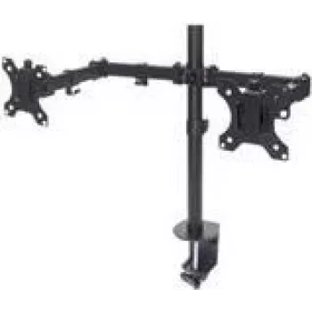 Manhattan Dual Desk Mount for TV & Monitors (Full Motion), ekrāniem no 10 inch līdz 27 inch, skavas stiprinājums, VESA saderība: 75x75 un 100x100 mm, melns, kronšteins