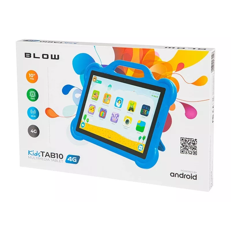 Planšetdators BLOW KidsTAB10 10,1 collas pilnizmēra planšetdators, 10,1 collas IPS 1200x1920, Android 12, 4 GB RAM, 64 GB eMCP, 4G (MicroSIM), 6000 mAh, Astral Blue
