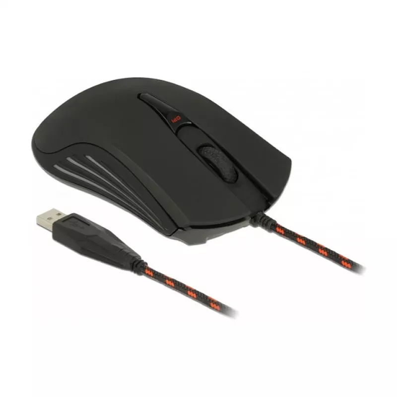 Spēļu pele DeLOCK 12531, piemērota abām rokām, USB Type-A, optiskā, 4800 DPI