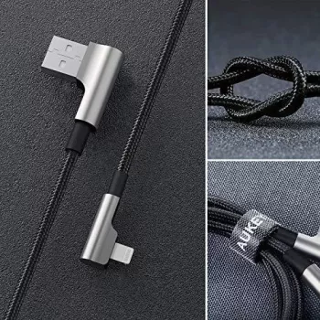 CB-AL01 Melns OEM Neilona Kabelis USB Lightning 2m 90-Grādu Savienotāji C