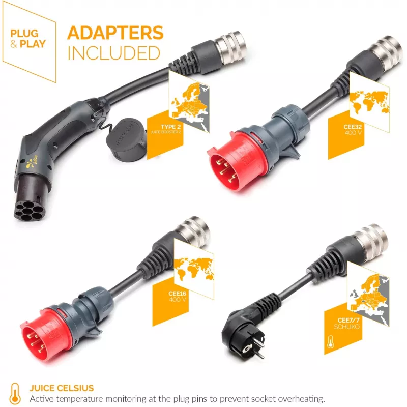 Juice Technology JUICE BOOSTER 2 Traveller Plus EV komplekts (ES) (antracīta melns, 1,4 - 22 kW, 3,1 metru kabelis)