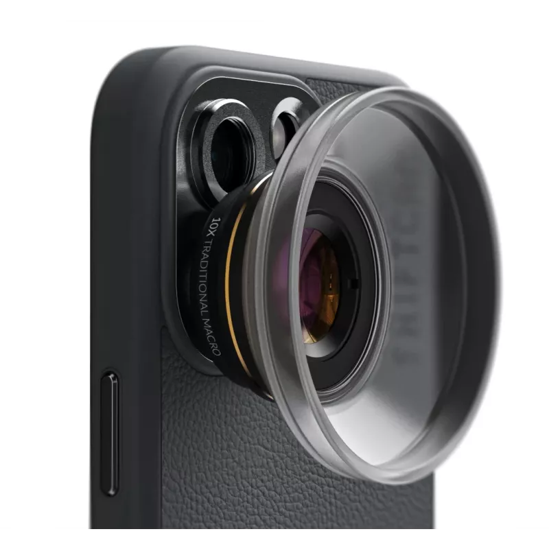 Photo lens ShiftCam LU-MC-025-23-EF — Makro objektīvs 25x, M12 stiprinājums, alumīnijs/stikls, 34,8 mm, 36,6 g, melns/zelts