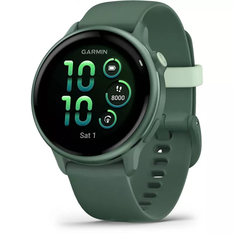 Viedpulkstenis GARMIN vívoactive 6 – sporta pulkstenis, 42 mm alumīnija/polimēra korpuss, AMOLED 1,2 collas, GPS, 5 ATM, optiskais HR, SpO2, 8 GB, zaļš