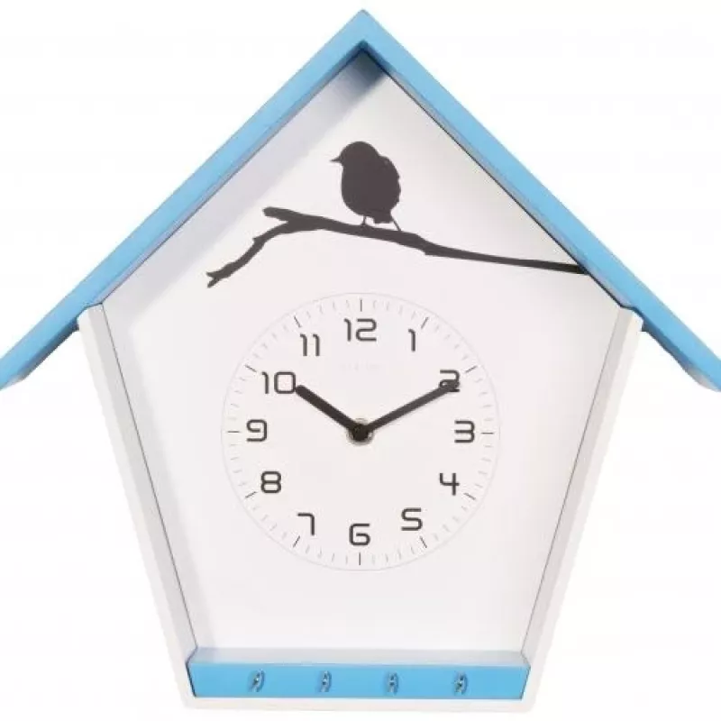 NeXtime klok 3109bl Cuckey, 30.5x33x11 cm, Sienas, Zila/Balta