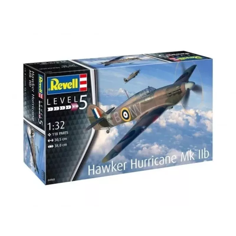 Plastmasas modeļa lidmašīna REVELL Hawker Hurricane MK IIB 1/32 mēroga plastmasas modeļa komplekts