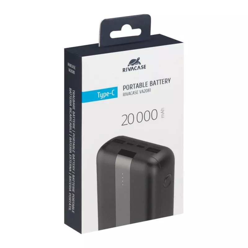 Power Bank USB 20000MAH/VA2081 Melns Rivacase