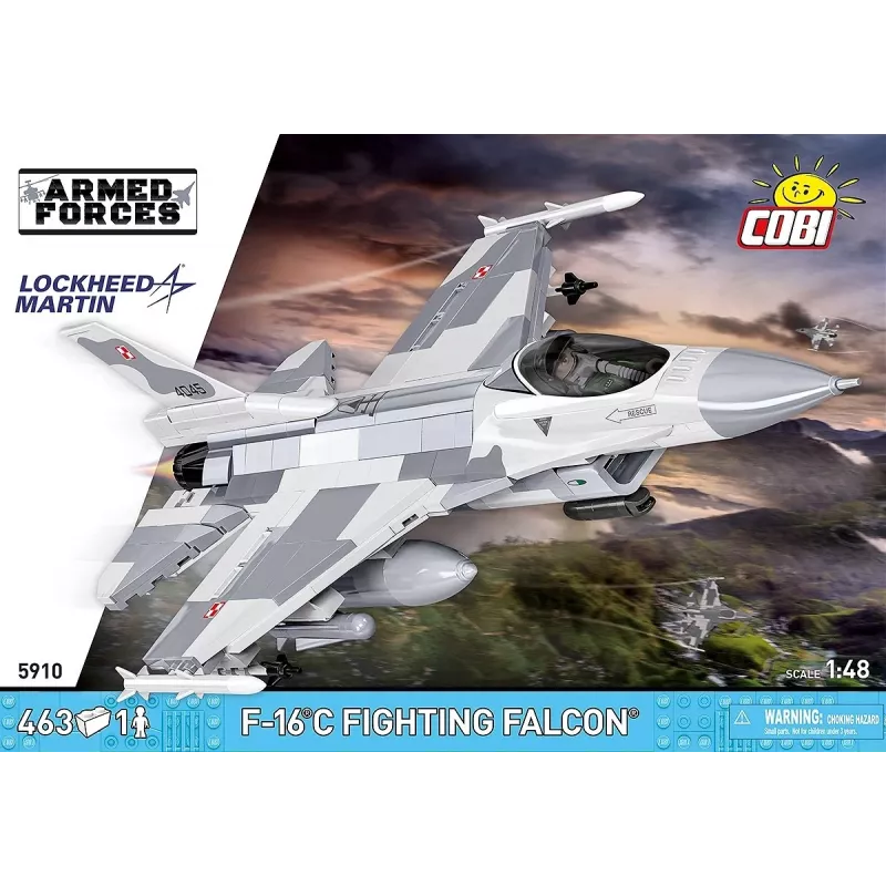 Konstruktoru komplekts Cobi F-16C Fighting Falcon — 463 detaļas, mēroga modeļa būvēšanas komplekts