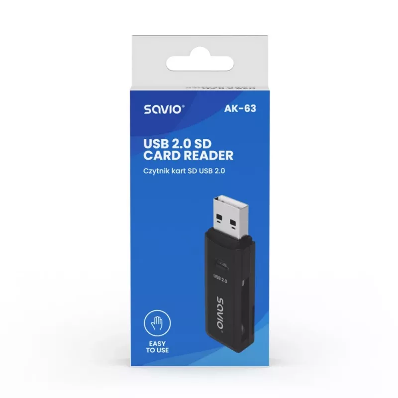 SD karšu lasītājs, USB 2.0, 480 Mb/s, AK-63 Savio SAVAK-63