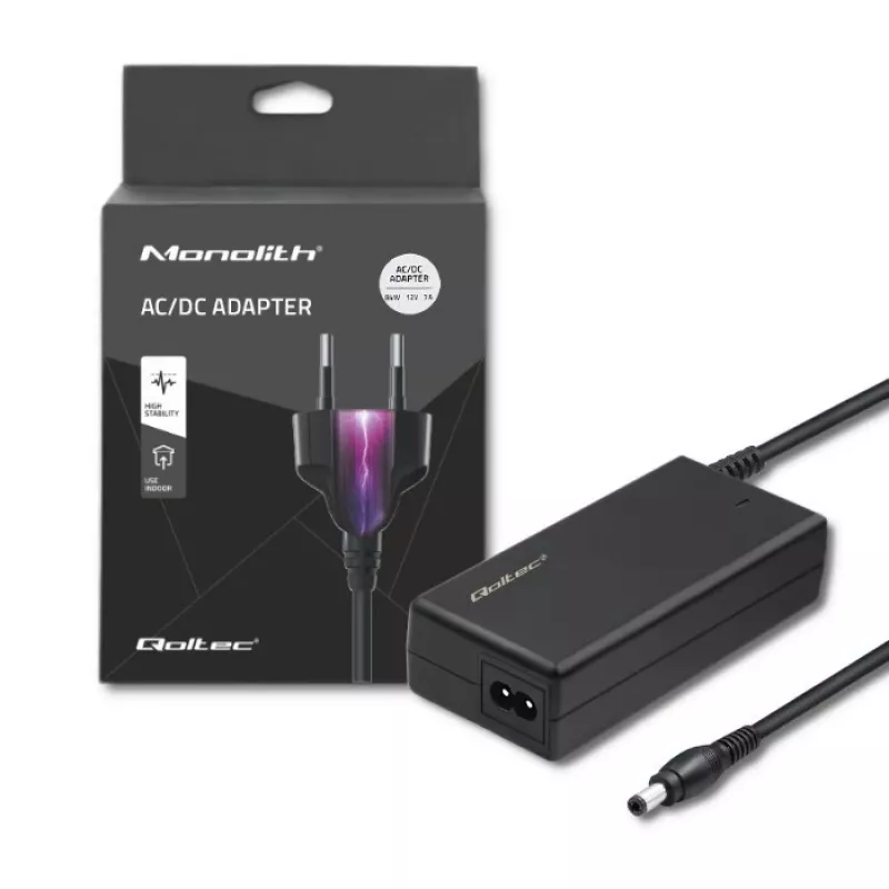 Qoltec 84W Desktop Power Supply | 12V | 7A | 5.5*2.5 | +strāvas kabelis