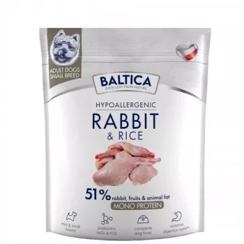 BALTICA Nutraceutic Hypoallergenic S trusis ar rīsiem - sausā suņu barība - 1kg