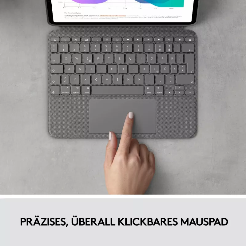Korpuss ar tastatūru Combo Touch US iPad Pro 11 1.,2.,3. paaudze pelēks