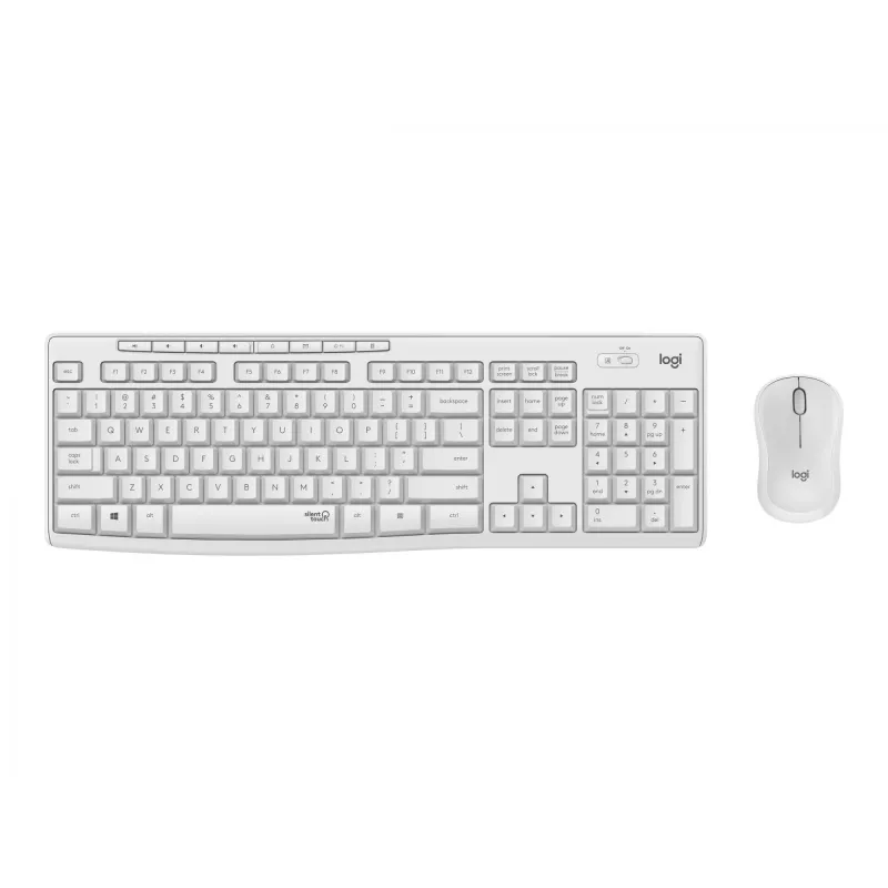 Logitech MK295 Silent - tastatūras un peles komplekts - bezvadu - 2,4 GHz - itāļu - pelēkbalts