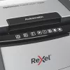 Papīra smalcinātājs REXEL Optimum AutoFeed+ 100X — 100 lokšņu automātiskā padeve, 4 x 28 mm šķērsgriezums, 34 L tvertne, alumīnijs