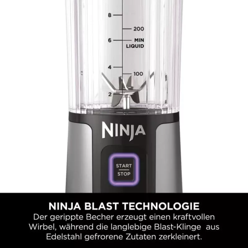Sport blender Ninja BC151EUBK — 0.53 L bļoda, 14.4 W, baterija, ledus smalcināšana, melns