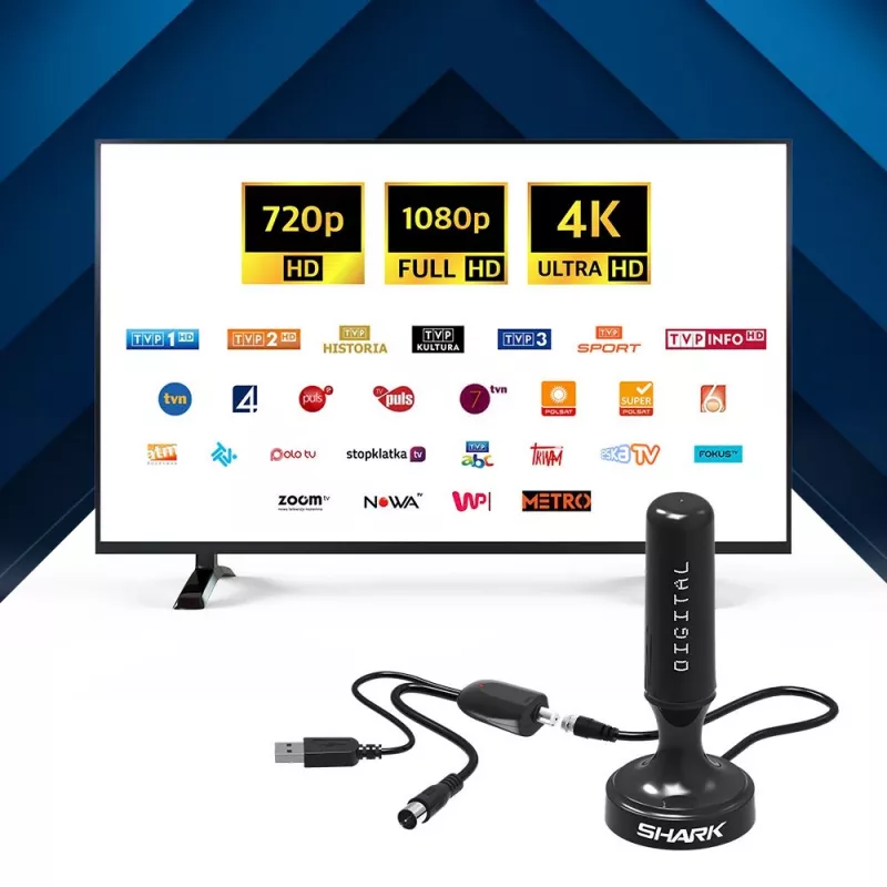 Automašīnas DVB-T antena Shark SHA301CAR ar aktīvo pastiprinātāju transportlīdzekļa TV uztveršanai