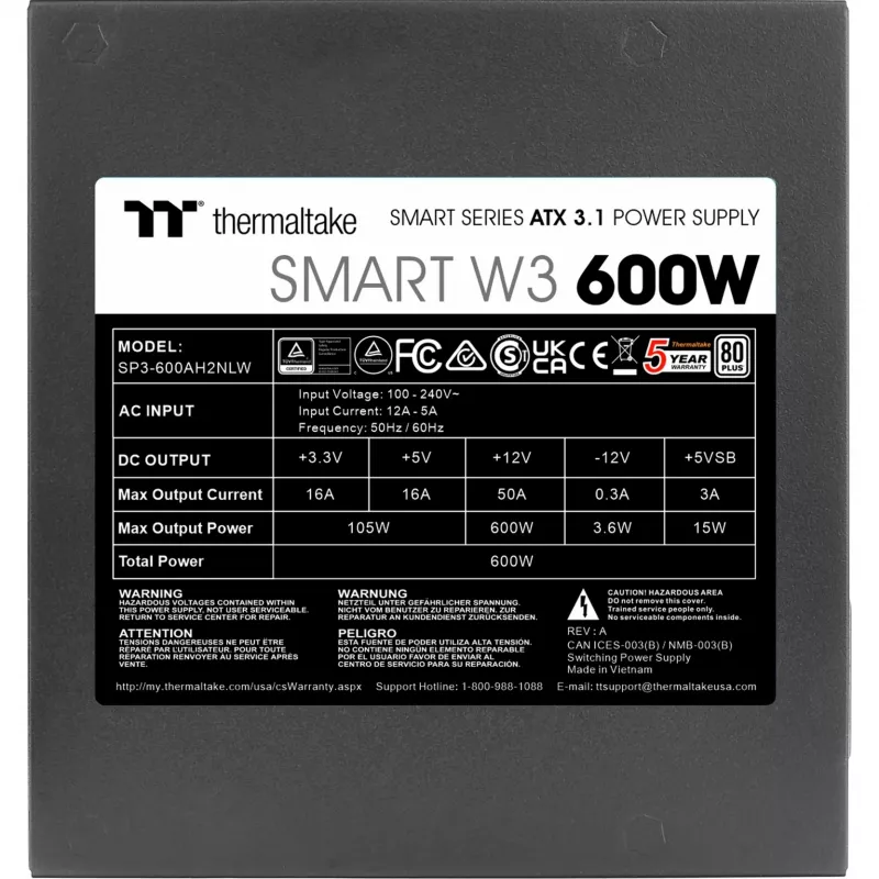 Barošanas bloks Thermaltake Smart W3 600 W
