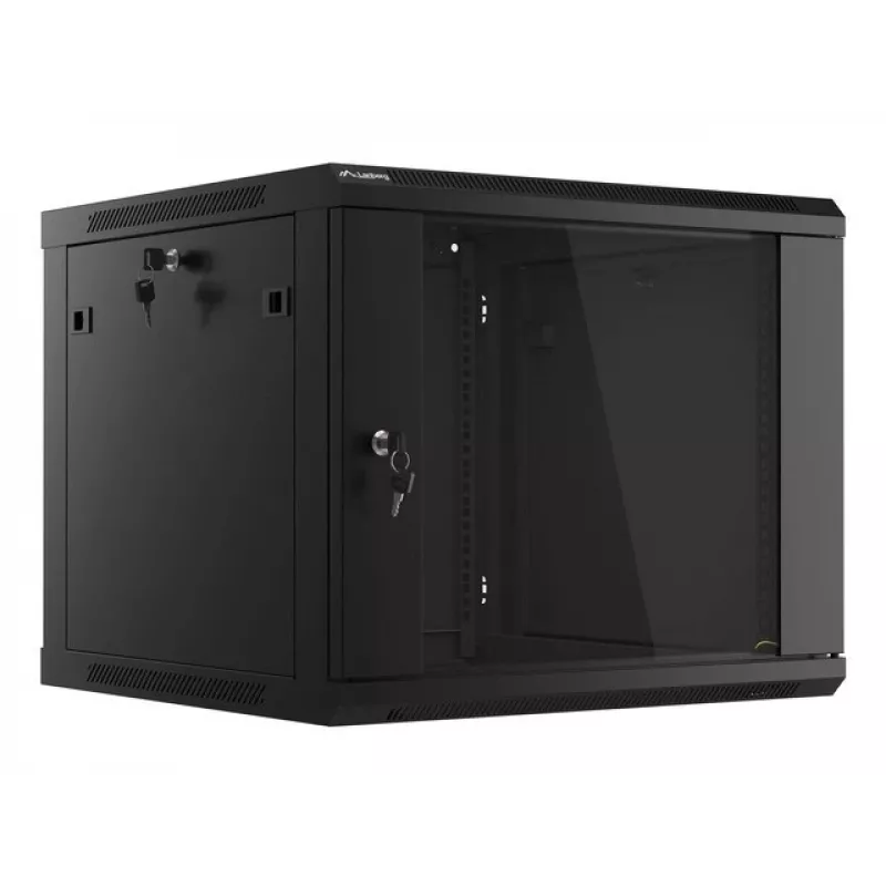 Sienas skapis LANBERG 9U 19 collu WF01-6609-10B, 600×600×507 mm, 60 kg, IP20, melns