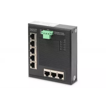 Digitus 8 Portu Gigabitu Ethernet tīkla slēdzis, plakans, rūpniecisks, nepārvaldīts