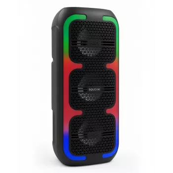 Pārnēsājams stereo skaļrunis SQUEAK SQ1009 — Bluetooth 5.3, 45 W RMS, 10 stundu akumulators, FM, USB, AUX, LED, 1800 mAh, melns