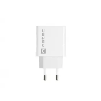 Iekštelpu maiņstrāvas ātrās uzlādes lādētājs NATEC RIBERA 12V 20W USB-C PD 3.0 + USB-A Samsung AFC balts