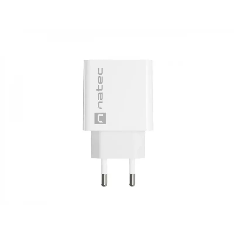 Iekštelpu maiņstrāvas ātrās uzlādes lādētājs NATEC RIBERA 12V 20W USB-C PD 3.0 + USB-A Samsung AFC balts