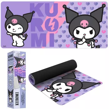 Peļu paliktnis Kids Euroswan 80x30 cm Hello Kitty Kuromi, liels taisnstūra spēļu/galda paklājiņš