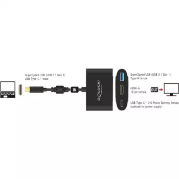 DeLOCK - Ārējais video adapteris - VL101 - USB-C 3,1 - HDMI - Pelēks - mazumtirdzniecība (62991)