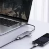 USB centrmezgls Aukey CB-H36 — 4 portu USB 3.2 Gen 1 Type-A, resursdators USB 2.0, 5000 Mbit/s, alumīnijs sudraba krāsā
