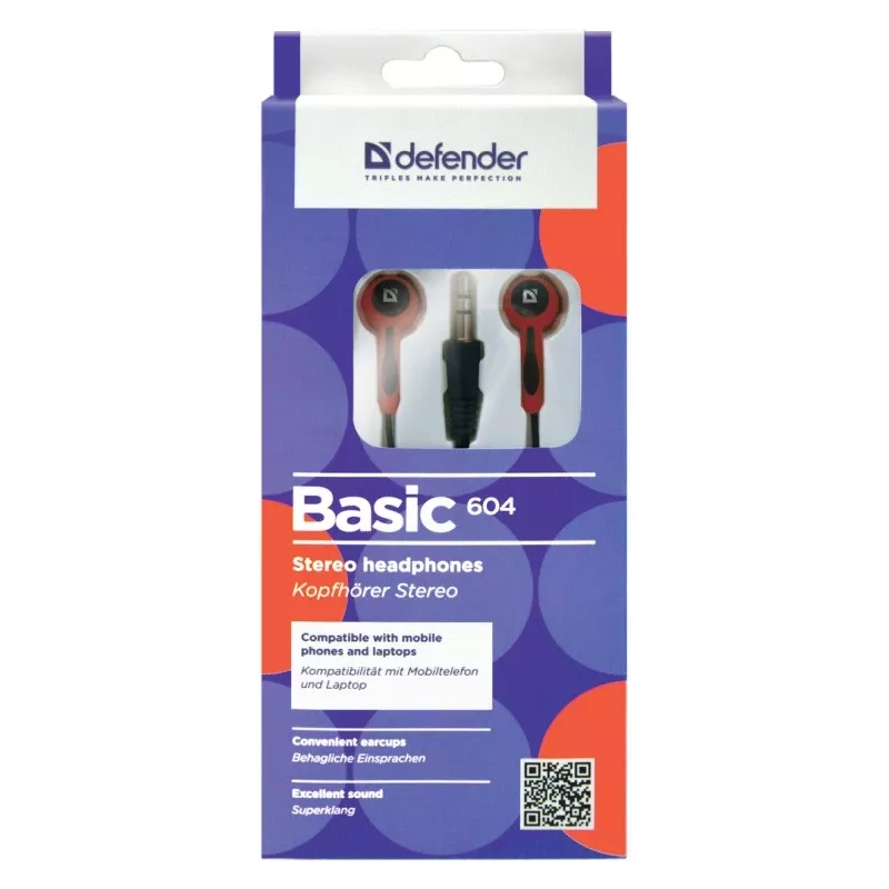 Ausu austiņas Defender BASIC 604 Melni-Sarkans