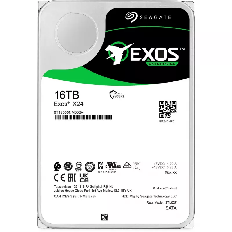 Seagate Exos X24 iekšējais cietais disks 16 TB 7200 RPM 512 MB 3,5 collas Serial ATA III