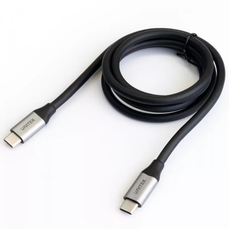 USB C uz C datu un uzlādes kabelis Unitek C14082ABK 1 m, USB 3.2 Gen 2 (10 Gbit/s), 100 W PD, melns