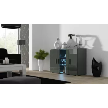Cama Kumode 120 cm SOHO S7 pelēks/pelēks glancēts