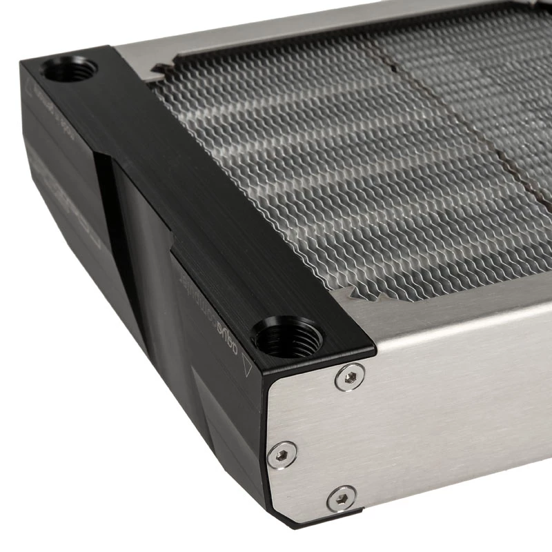 Radiatora bloks Aqua-Computer 33705 — Alumīnijs/Varš/Nerūsējošais tērauds, 320×140×40 mm, pelēks/sudrabains