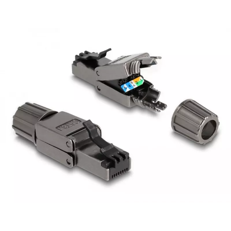 Tīkla kabelis DeLOCK RJ45 spraudnis Cat.8.1 STP bez instrumentiem Melns