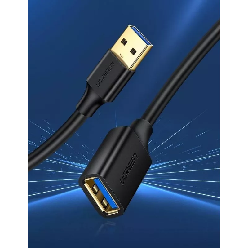 Ugreen pagarinātājkabeļa adapters USB 3.0 (ligzda) uz USB 3.0 (spraudnis) 2m (melns)