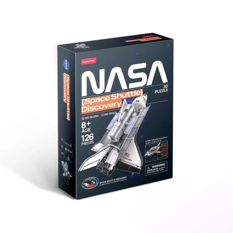3D puzle Cubicfun Space Shuttle Discovery modelis 306-DS1057, kartona konstrukcijas komplekts
