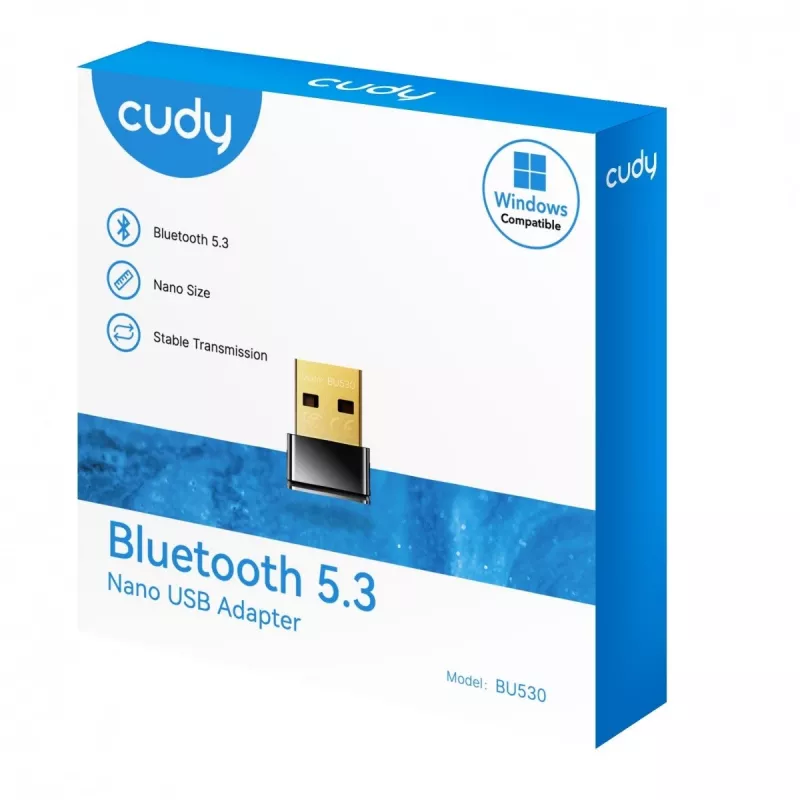 Bluetooth adapteris Cudy BU530 USB Type-A, melns, Bluetooth izeja, Windows 8.1 atbalsts
