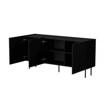 Kumode Cama Meble LUCCA 3D 165x40x80 cm, melna, skaidu plātņu korpuss