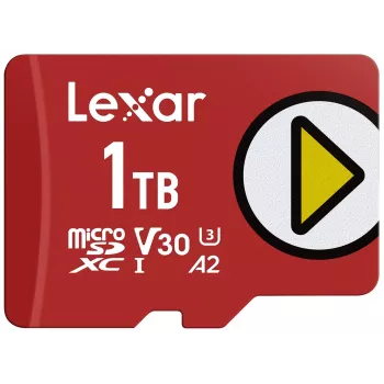MicroSDXC atmiņas karte Lexar 1 TB UHS‑I Class 10 U3 V30 Lasīšana 205 MB/s Rakstīšana 140 MB/s (sarkana)