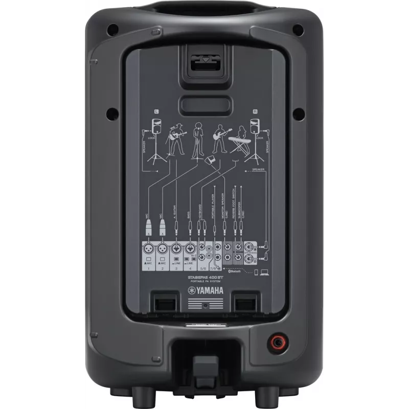 Brīvi stāvoša PA sistēma YAMAHA Stagepas 400BT — 400 W, 2 joslu, 10 kanālu mikseris, Bluetooth 4.1, melna