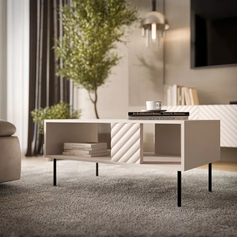 Kafijas galdiņš Cama LUCCA sols/galdiņš 100x55x46 kašmira, taisnstūrveida pelēka virsma