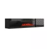 TV skapītis cama meble LUXE 301126 ar iebūvētu elektrisko kamīnu, 182,6×34,5×37,5 cm, melns spīdīgs